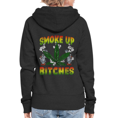 Smoke Up Bitches - Damen Cannabis Kapuzenjacke - Schwarz