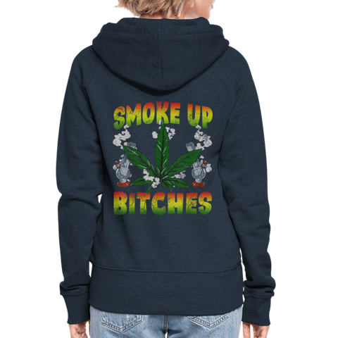 Smoke Up Bitches - Damen Cannabis Kapuzenjacke - Navy
