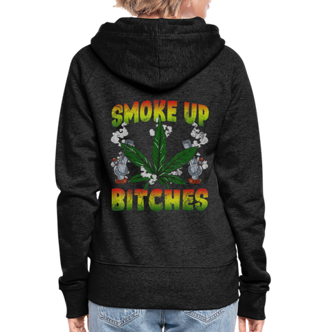 Smoke Up Bitches - Damen Cannabis Kapuzenjacke - Anthrazit