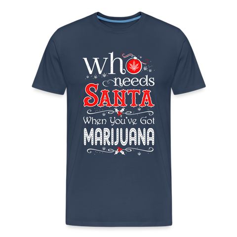 Who Needs Santa - Herren Christmas Cannabis T-Shirt - Navy