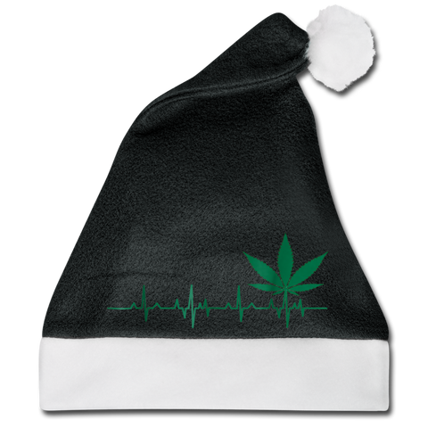 Heart Line - Cannabis Weihnachtsmütze - Schwarz/Weiß